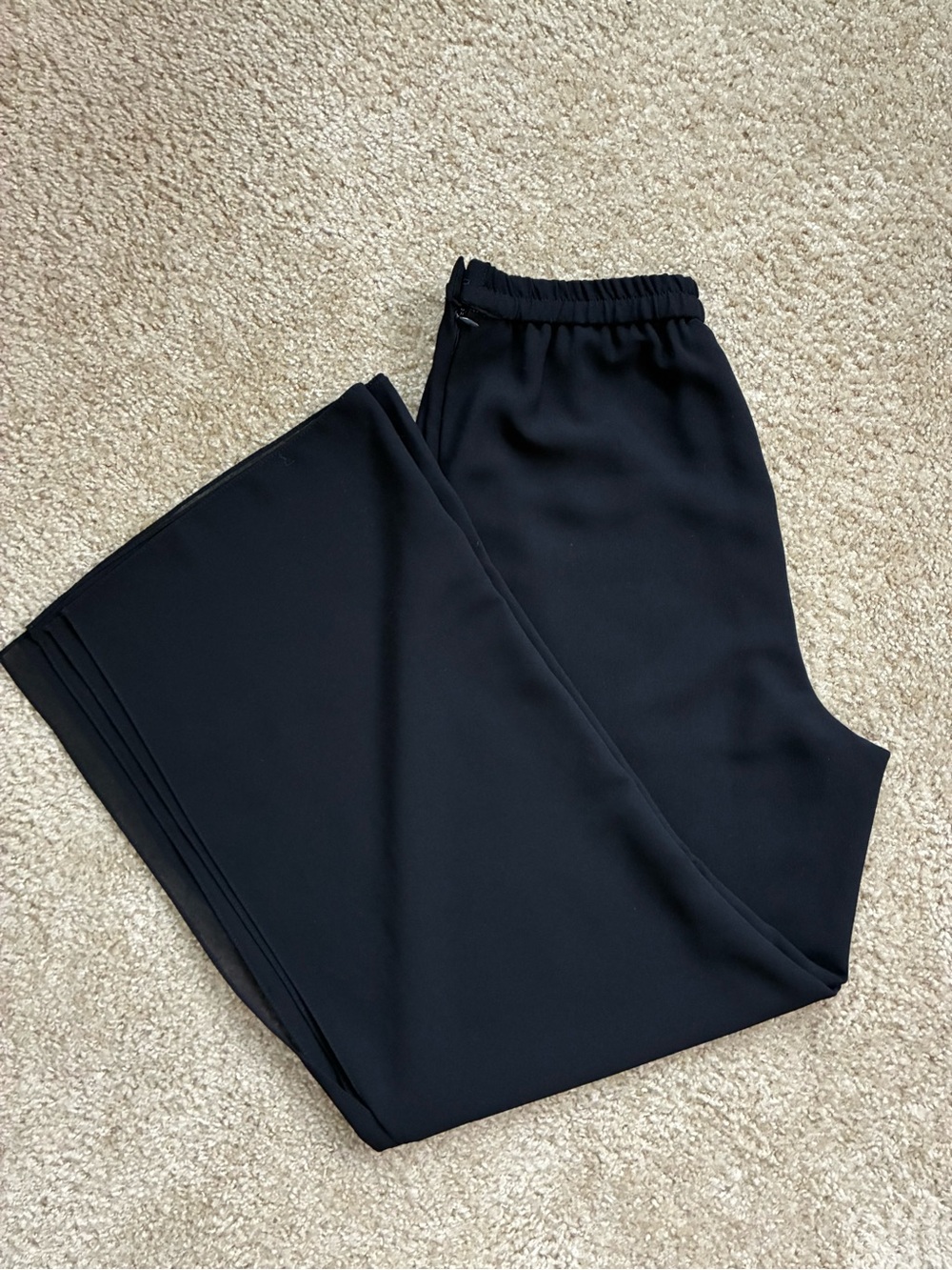 Vintage R&M Richards Black Chiffon Overlay Palazzo Pants Wide Leg Formal Size 12